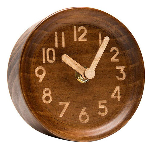 Reloj Analógico De Escritorio Y Mesa De Madera Hecho De Pino