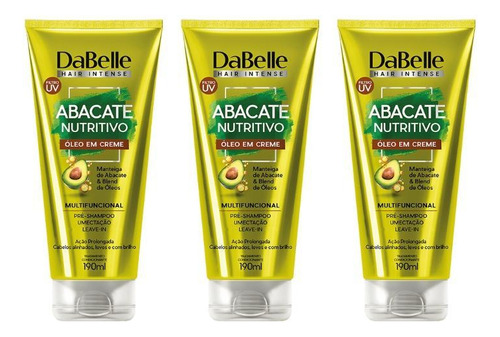 Oleo Capilar Creme Dabelle 190ml Abacate Nutritivo-kit C/3un