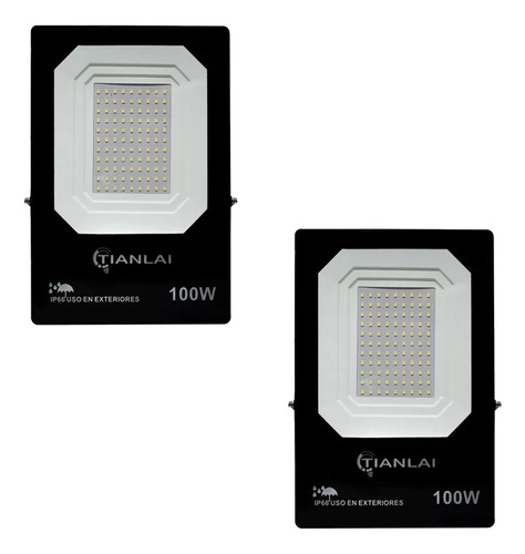 Pack De 2 Reflectores Led 100 Watts Protección Ip66 Luz Blanca Fría Ahorrador De Energía 9000lm