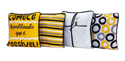 Kit 4 Capas De Almofadas Decorativas Acredite 45cm X 45cm