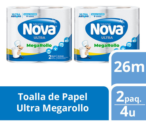 Toalla De Papel Nova Ultra Megarollo X2