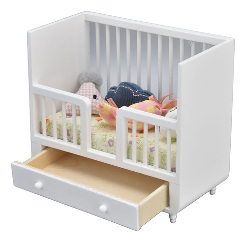 Cuna Para Muñecas Dollhouse, Tamaño 1:12, Miniatura En Minia