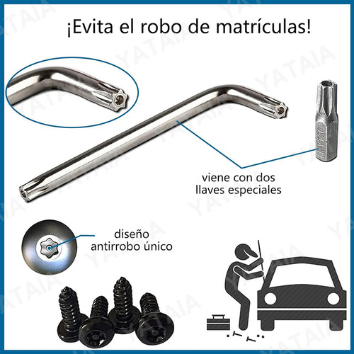 Tornillo Y Pijas Portaplacas Vehiculo Antirrobo Acero Inox