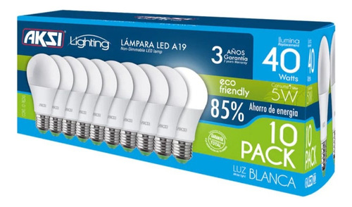 Pack De 10 Focos Led 5w Ilumina 40 Watts Ahorrador Ecopack