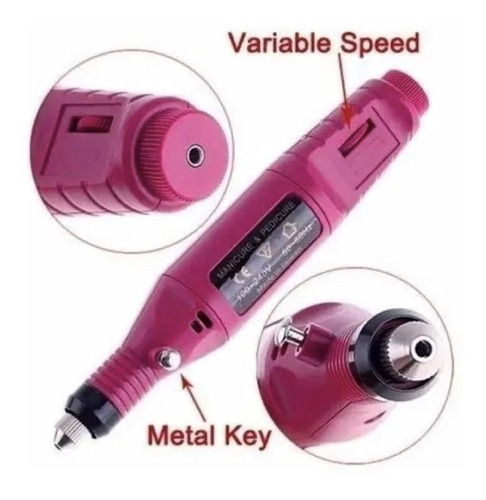 Imagen 3 de 5 de Torno Eléctrico Mini Uñas Manicura Pedicura + Kit Fresas