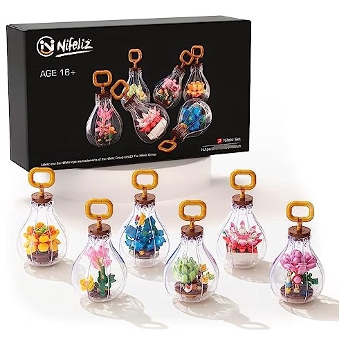 Nifeliz Succulents In Bulbs, Set Of 6 Botanical Building Toy