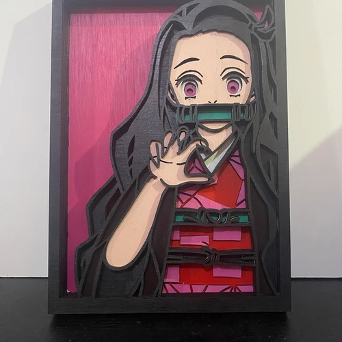 Figura Cuadro Demon Slayer Nezuko Kamado En Madera 