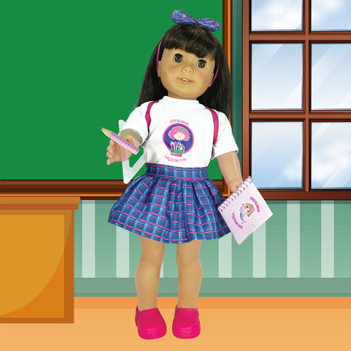 Roupa De Boneca Our Generation Uniforme Escolar Laço Fita