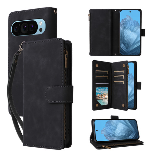 Funda De Piel Tipo Cartera Con Cierre Y Cierre Magnético Para Google Pixel 10 Pro Xl 9 Pro 9a 8 7 5 4a 4g 5g Xl