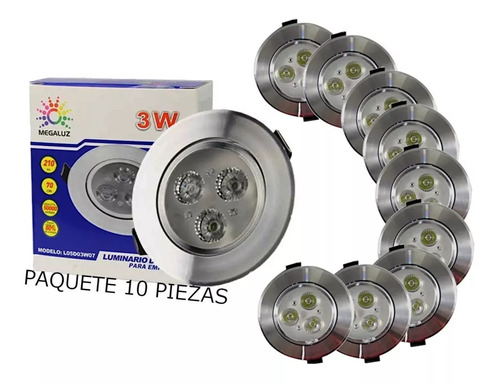 Empotrado Plafon Led 3w Spot Dirigible Satinado Luz Blanca Color Gris 10 Piezas