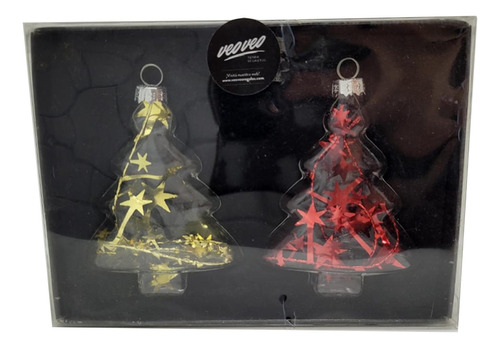 Set X2 Adornos De Vidrio Para Árbol De Navidad En Caja