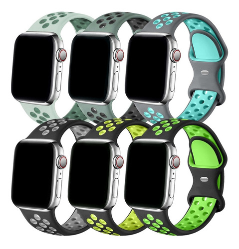 6 Correas De Silicona For Apple Watch Series 8 7 Se 6 5 4 3