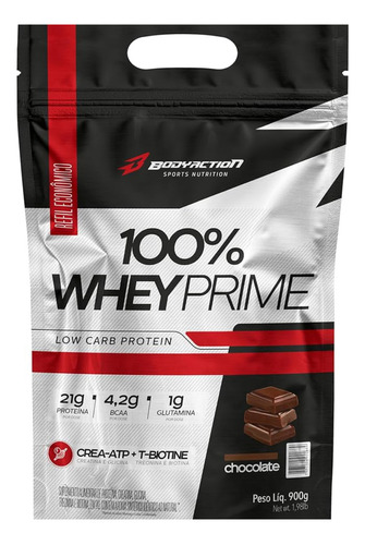 Bodyaction 100% Whey Protein Concentrado Prime Refil Low Carb Creatina Sabor Chocolate