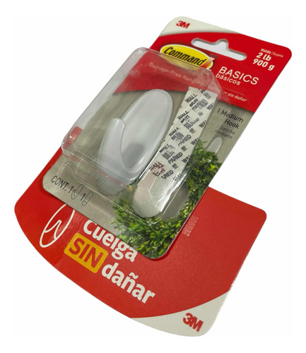 Gancho Mediano Blanco 3m Command Basics Cuelga Sin Dañar