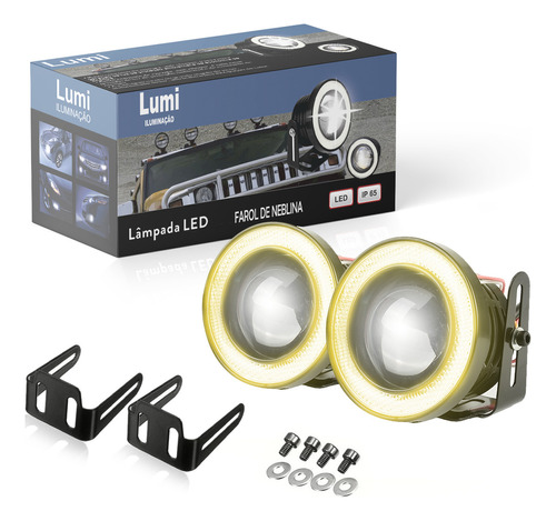 Par Refletor Holofote Luminaria Farol 89mm 50w Cor Da Carcaça Preto Cor Da Luz Branco Frio Angel Amarelo 12v/60v Bivolt