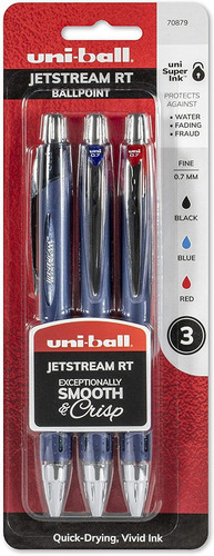 Boligrafo Uni-ball Jetstream Rt, Punta 0.7mm/rojo-azul-ne...