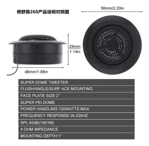 Altavoces Carbon Audio Tweeters, 240 W, Universales