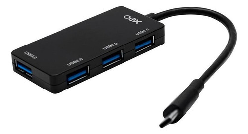 Distribuidor Conexão Hub Usb-c 3.0 4 Portas Oex Hb103 Preto