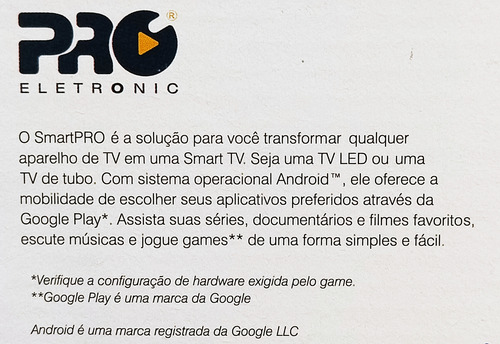 Tvbox Smartpro 4k Hd Wi-fi Receptor Digital Pro Eletronic Preto Padrão