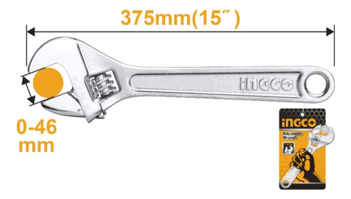 Llave Francesa Ajustable 375mm/15 Pulgadas Ingco