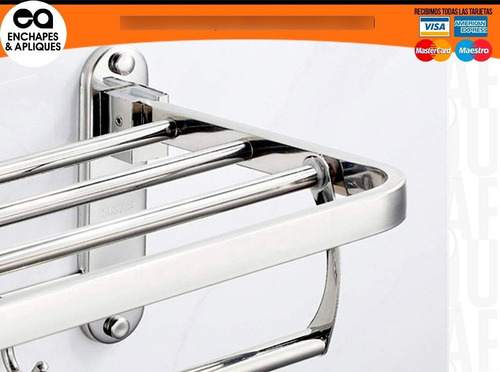 Imagen 6 de 6 de Organizador Toallas Plegable Con Percheros 60 Cm Acero Inox
