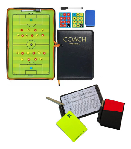 Tabla Pizarra Táctica Futbol Imantada + Tarjeta Arbitro Verde