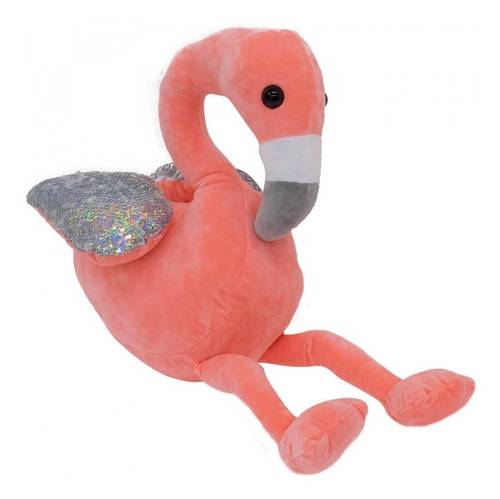 Flamingo Rosa Asas Lantejoulas 28cm - Pelúcia