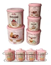 Comprar Jogo Latas Porta Mantimentos Rosa + Jg Temperos Condimentos
