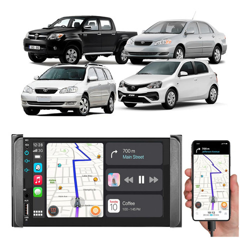 Kit Multimidia Android Auto Carplay Hilux Corolla 2003-2008 Cor Preto
