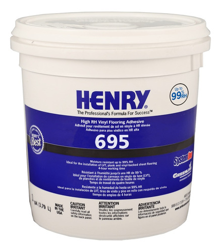 Adhesivo Pisos De Vinil Resistente A Humedad Henry Usa 1gal