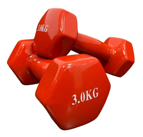 Imagen 5 de 5 de Set X 2 Mancuernas Encauchetadas Vinilo 1 Kg / 2 Lb