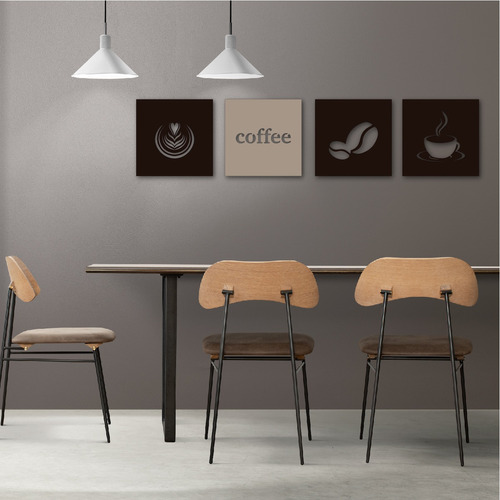 Cuadro De Madera Calado Mdf Cafe Moderno Living Decorativo Color Negro