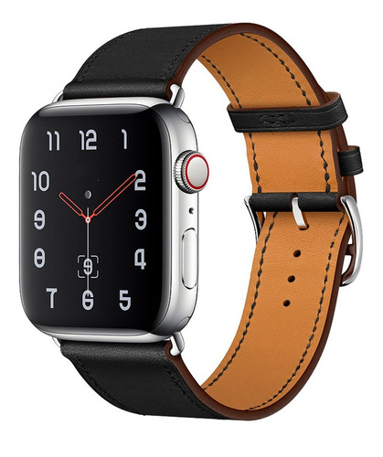 Malla Simil Cuero Apple Watch 42/44/45 Mm - Negro