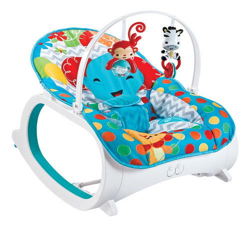 Cadeira de balanço para bebê Color Baby Safari T9171 azul