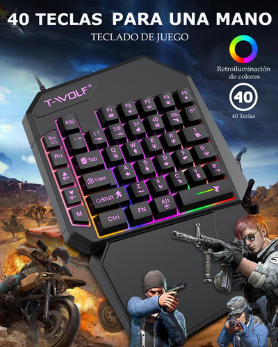 Yostyle Teclado Gaming Pequeño Para Una Mano Ergonomica,