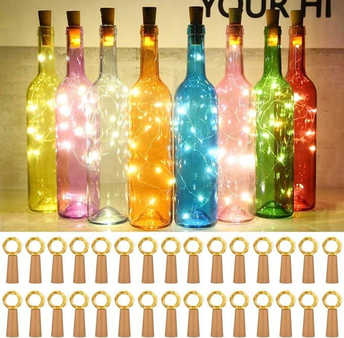 Paquete De 30 Luces Para Botellas De Vino Con Corcho Blanco