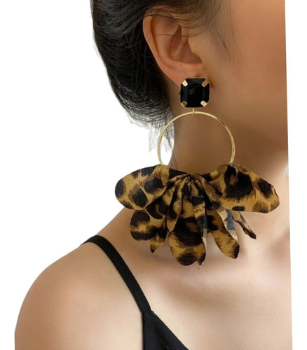 Aretes  Largos De Leopardo Grabado  Diamante De Imitación