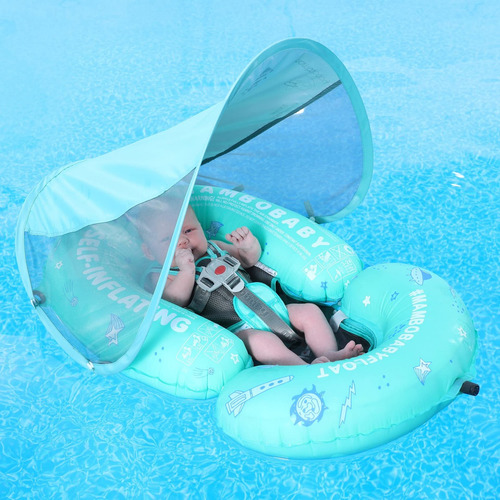 Flotador Bebé Con Toldo Upf50 2 En 1 Autoinflable Y Reclinab