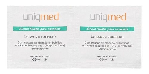 Álcool Swab 70% Saches Lenços Umedecidos 100un - Uniqmed