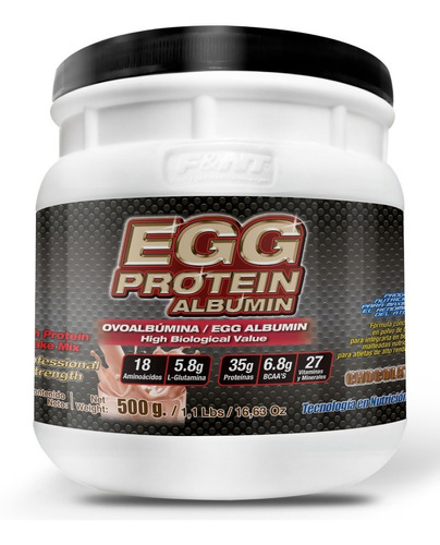F&nt Egg Protein 500 Gr : Ovoalbúmina Clara De Huevo Fnt Sabor Chocolate