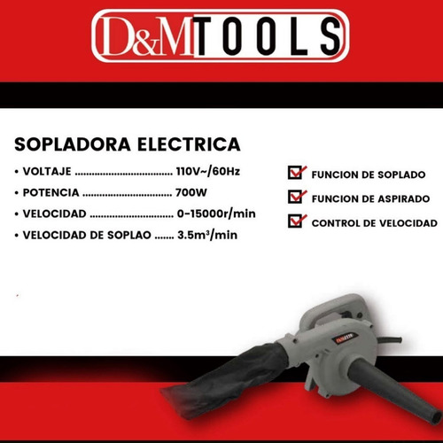 Imagen 4 de 6 de Sopladora Aspiradora Electrica 6 Velocidades Trabajo Pesado