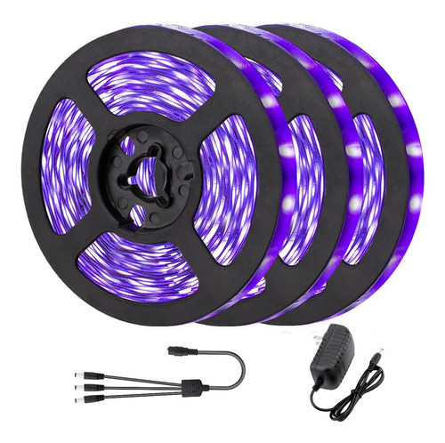 Tira Luz Led Uv Pie Nm Kit Negra No Impermeable Para