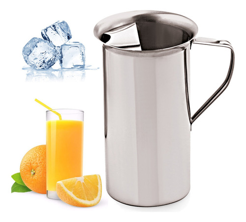 Jarra C/ Aparador De Gelo 1800ml Suco Água Bebidas Aço Inox