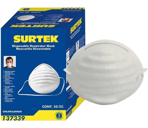 Mascarilla Para Polvo 50 Piezas Cubrebocas 137339 Surtek