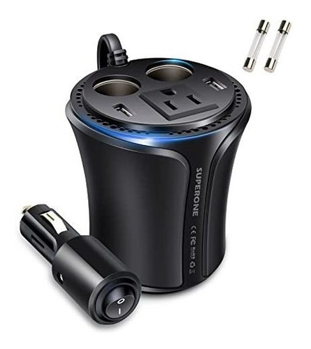 Superone 150w Adaptador De Ca De 120v Para Coche De Qdr2t