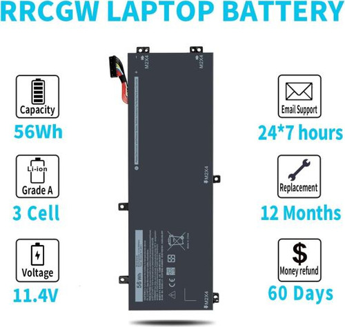 Emanjor 56wh Rrcgw H5h20 Batería Para Portátil Dell Xps P56f Black