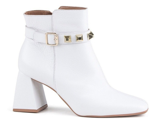 Bota Ankle Boot Couro Jack And Jane - Branco
