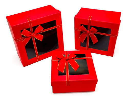 Set 3 Caja De Regalo Rectangular Con Cinta 