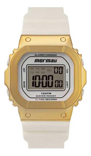 Relógio Bicolor Feminino Mormaii Sports Mo0303/6b Cor da correia Branco Cor do bisel Dourado Cor do fundo Cinza e LCD positivo