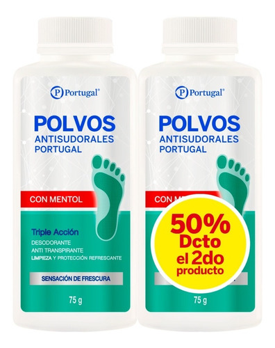 Pack Polvos Antisudorales Mentolados 75 G. + 75 G.